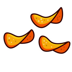 Chips. Set of snacks. Junk street food. Cartoon illustration