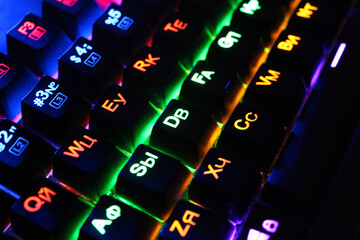 Led keyboard buttons in macro shot
