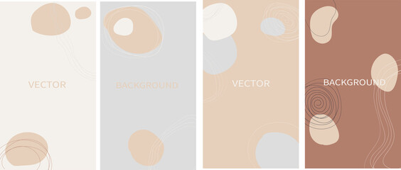 Set of vector abstract backgrounds with copy space for text. Design for social media, story, card, invitation, feed post. Doodle style.