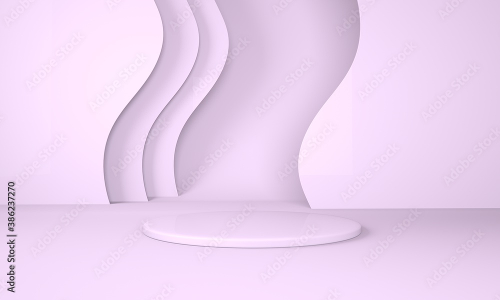 Poster podium use for product presentation. abstract wave background. 3d rendering - illustration.