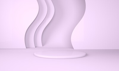Podium use for product presentation. Abstract wave background. 3d rendering - illustration.