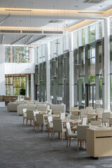 Interior of contemporary restaurant in large modern business center