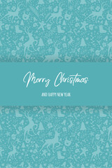 Christmas card with festive elements and wishes. Vector
