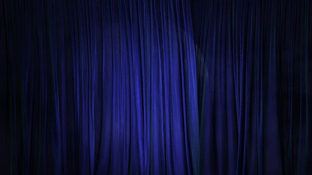Moon behind the dark blue transparent curtain. Live footage plus CG.