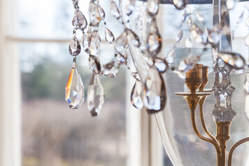 Crystal glass decoration elements of a luxury chandelier
