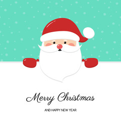Fototapeta na wymiar Christmas greeting card with happy Santa Claus. Vector