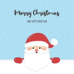 Fototapeta na wymiar Christmas card with funny Santa Claus and wishes. Vector