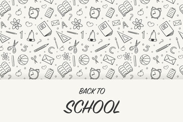 Back to School. Background with hand drawn icons. Vector
