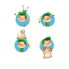 Kids with green costume celebrate Dutch holidays - vector illustration isolated