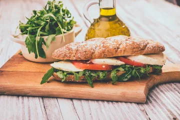 Foto op Canvas sandwich with mozzarella and tomato © Daniel Vincek