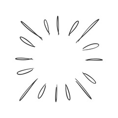 Hand drawn vector of sunburst template, isolated on white background.