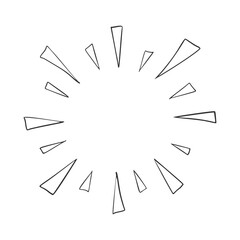 Fototapeta premium Hand drawn vector of triangle shape sunburst template, isolated on white background.