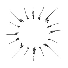 Hand drawn vector of sunburst template, isolated on white background.