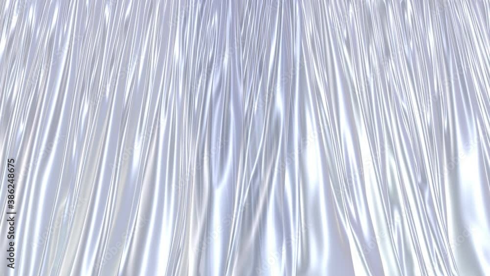 Poster realistic 3d animation of the pearly white glossy transparent window curtains closing rendered as pn