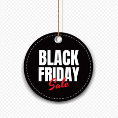 Black Friday Sale Tag Isolated Transparent Background With Gradient Mesh, Vector Illustration