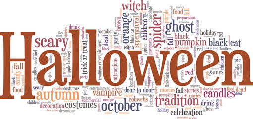 Fototapeta premium Halloween vector illustration word cloud isolated on a white background.