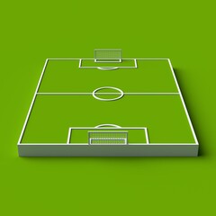 Fototapeta premium 3d render, simple football or soccer field isometric scheme isolated on green background. Sport playground perspective view, sportive game.