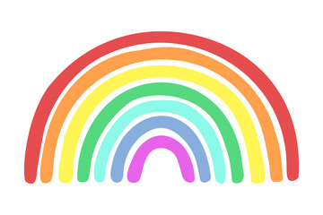 Vector illustration of classic rainbow. Hand drawn, doodle element, isolated on white background