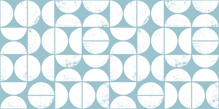 Fototapeta Monochrome geometric seamless pattern in Scandinavian style. Modern abstract grunge background with semicircles.