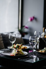 food, seafood, meal, shrimp, salad, dish, dinner, plate, cuisine, fish, delicious, fried, grilled, restaurant, chicken, gourmet, healthy, lunch, meat, vegetable, prawn, green, thai, rice, white