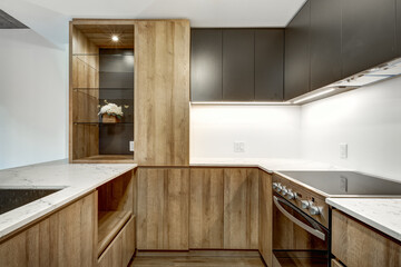 Canadian apartment staged and partially furnished in new building in Griffintown, Montreal area