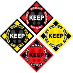 Social distancing floor sign. Keep Your Distance. Coronovirus epidemic protective. Vector illustration