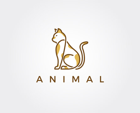 minimal cat logo template - vector illustration
