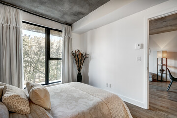 Canadian apartment staged and partially furnished in new building in Griffintown, Montreal area