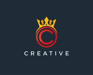 minimal letter c crown logo template - vector illustration