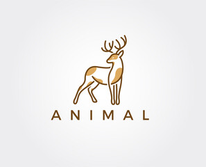 minimal deer logo template - vector illustration