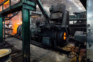 Iron pipe centrifugal pipe casting machine at the foundry