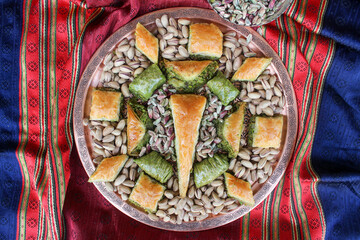 Baklava pastry dessert. Traditional turkish dessert.