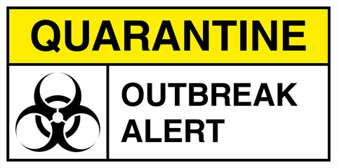 Outbreak alert by the coronavirus sign in the color of bacteriological danger.