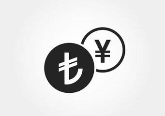 turkish lira to japanese yen currency exchange icon. money exchange symbol