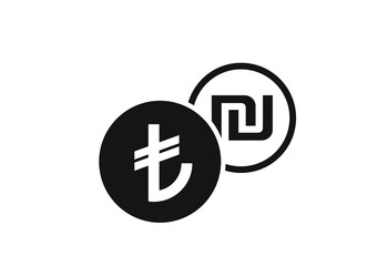 turkish lira to israeli sheqel currency exchange icon. money exchange symbol