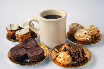 Cup of coffee with desert