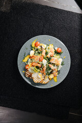 food, salad, rice, vegetable, meal, dinner, plate, cuisine, dish, healthy, fresh, vegetables, meat, cooking, fried, lunch, green, chicken, diet, white, gourmet, tomato, pepper, vegetarian, isolated