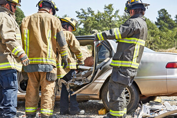 Paramedic Training Class Students learning how to use the Jaws of Life