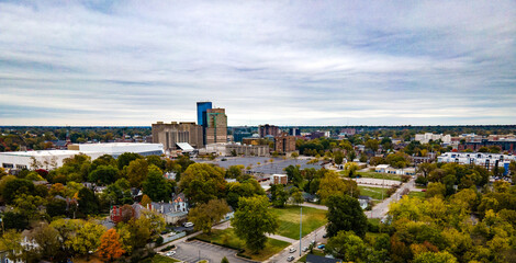 Aerial view towards downtown Lexington, Kentucky USA 