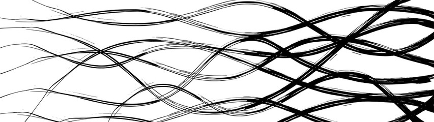 Abstract background of wavy intertwining lines, black on white