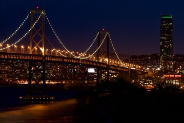Fototapeta na wymiar Golden Gate Bridge view at night in San Francisco city skyline