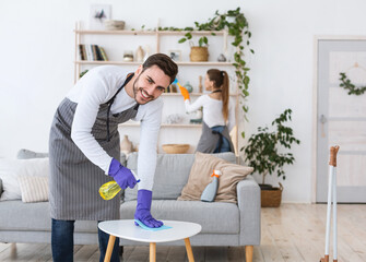 Stay at home and cleaning flat spending quarantine together