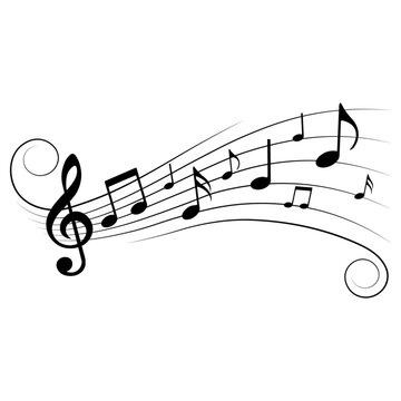 Music notes, with curves and swirls, vector illustration.