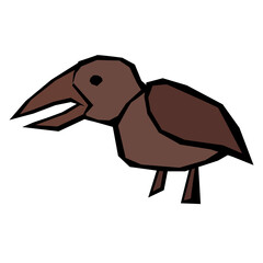 brown bird. Stylized simplified vector image.
