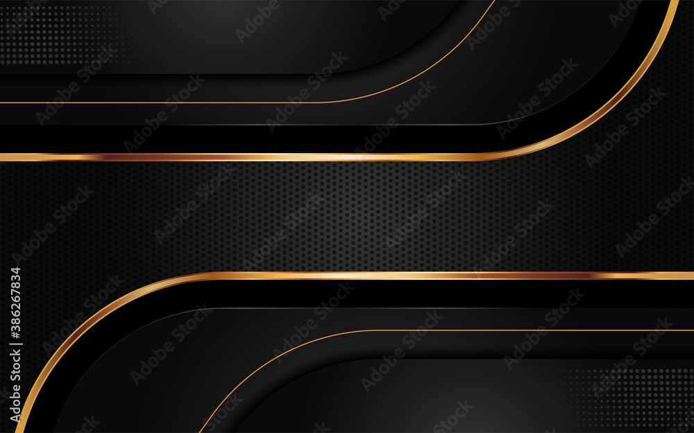 Aufkleber modern abstract black background combine with golden lines element.