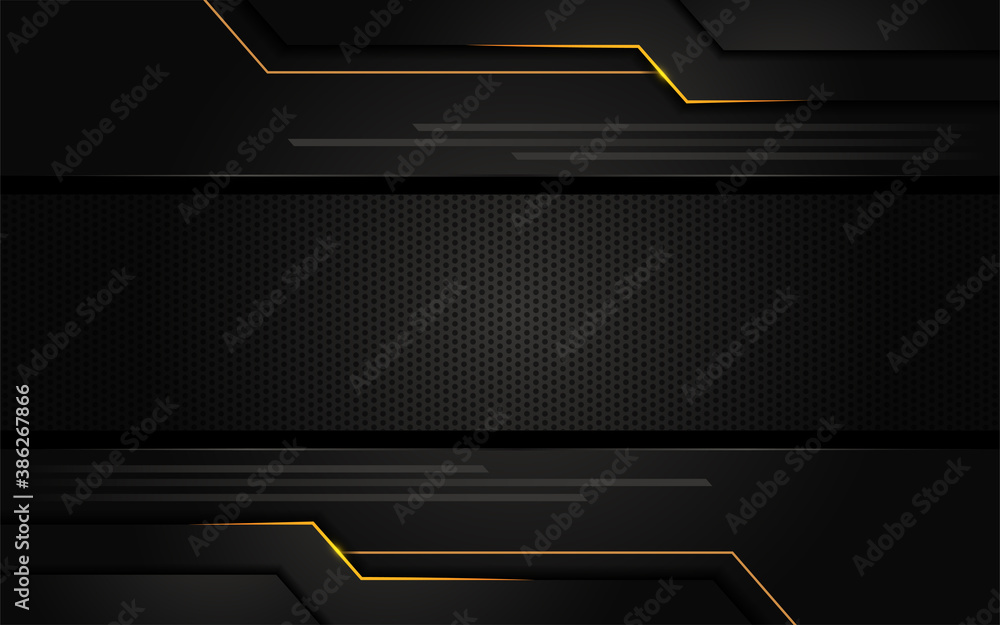 Aufkleber modern abstract black background combine with golden lines element.