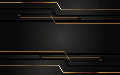 Modern abstract black background combine with golden lines element.