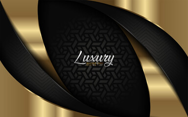 Luxury dark black background with modern golden lines element.