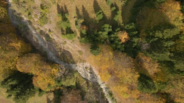 4k Mountain river landscape autumn day waterfall norway arial view beautiful nature, mountain Shara, Macedonia