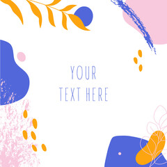 Stoffe zum Nähen Hand drawn abstract background.Various shapes and doodle objects.Simple modern trendy background template with copy space for text. Social media stories and post creative vector illustration.